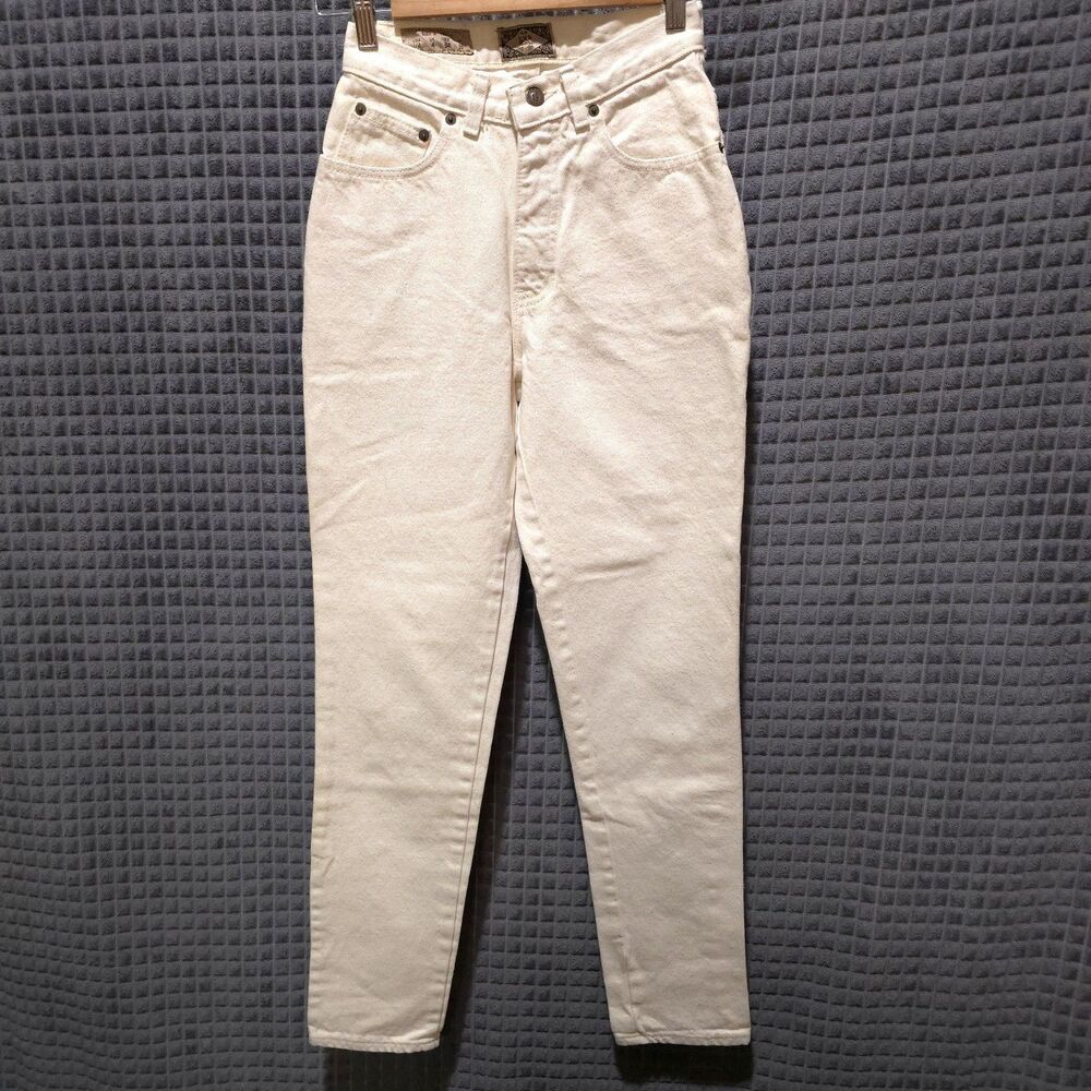 VTG White High Rise Jeans Sz1/2 25x31 90s Y2K USA Express No4 Coastal Cowgirl
